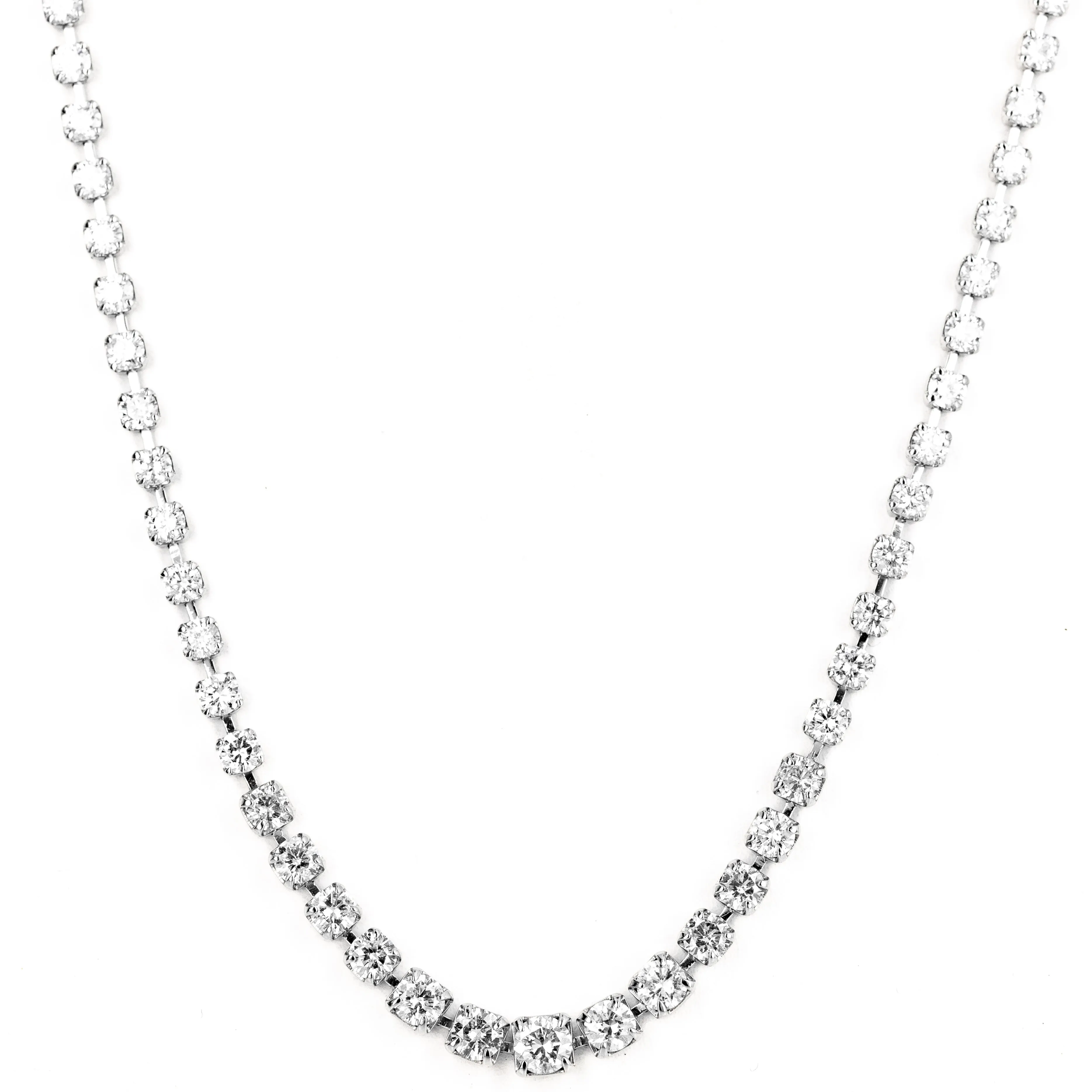 Platinum 5 Carat Round Floating Diamond Graduated Necklace