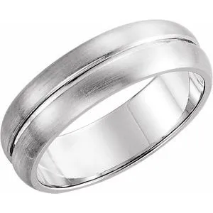 Platinum 5 mm Grooved Band with Brush Finish Size 7.5