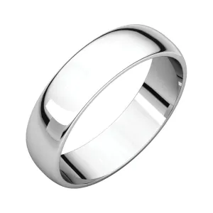 Platinum 5mm Half Round Light Band, Size 5