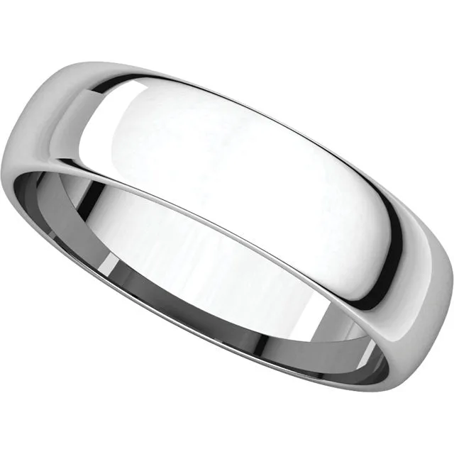 Platinum 5mm Half Round Light Band, Size 5