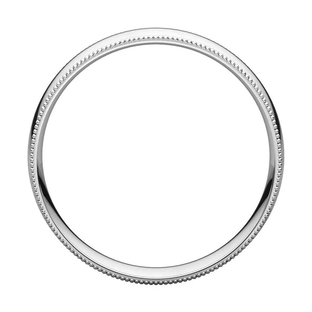 Platinum 5mm Light Comfort Fit Milgrain Band , Size 9