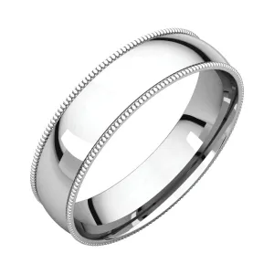 Platinum 5mm Light Comfort Fit Milgrain Band , Size 9