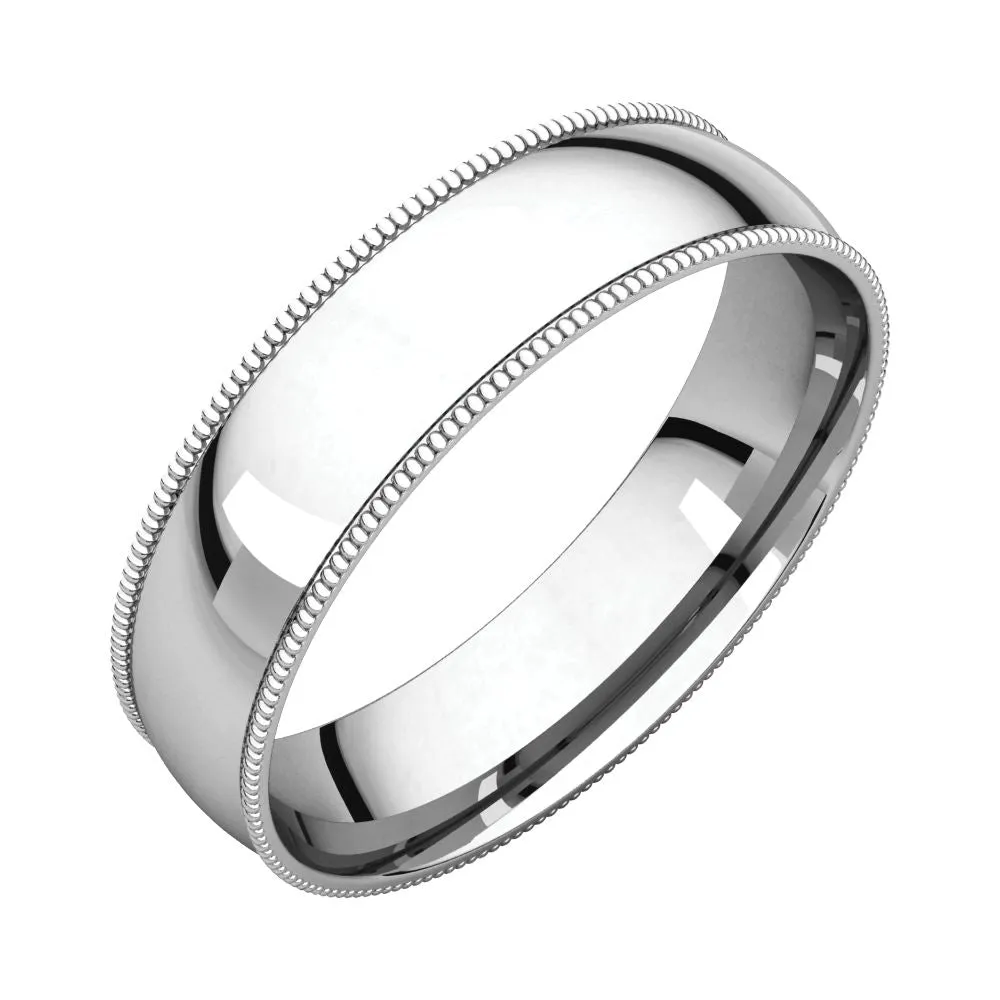 Platinum 5mm Light Comfort Fit Milgrain Band , Size 9