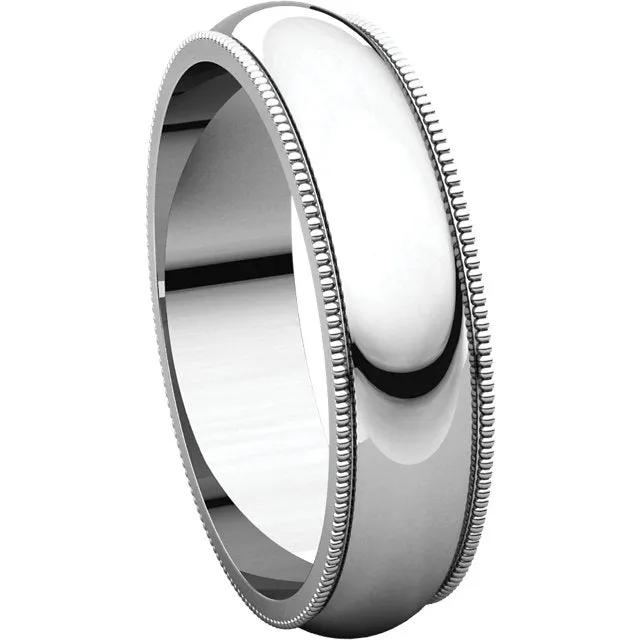 Platinum 5mm Milgrain Band, Size 9