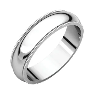 Platinum 5mm Milgrain Band, Size 9