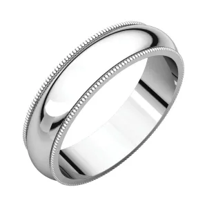 Platinum 5mm Milgrain Comfort Fit Band, Size 8.5