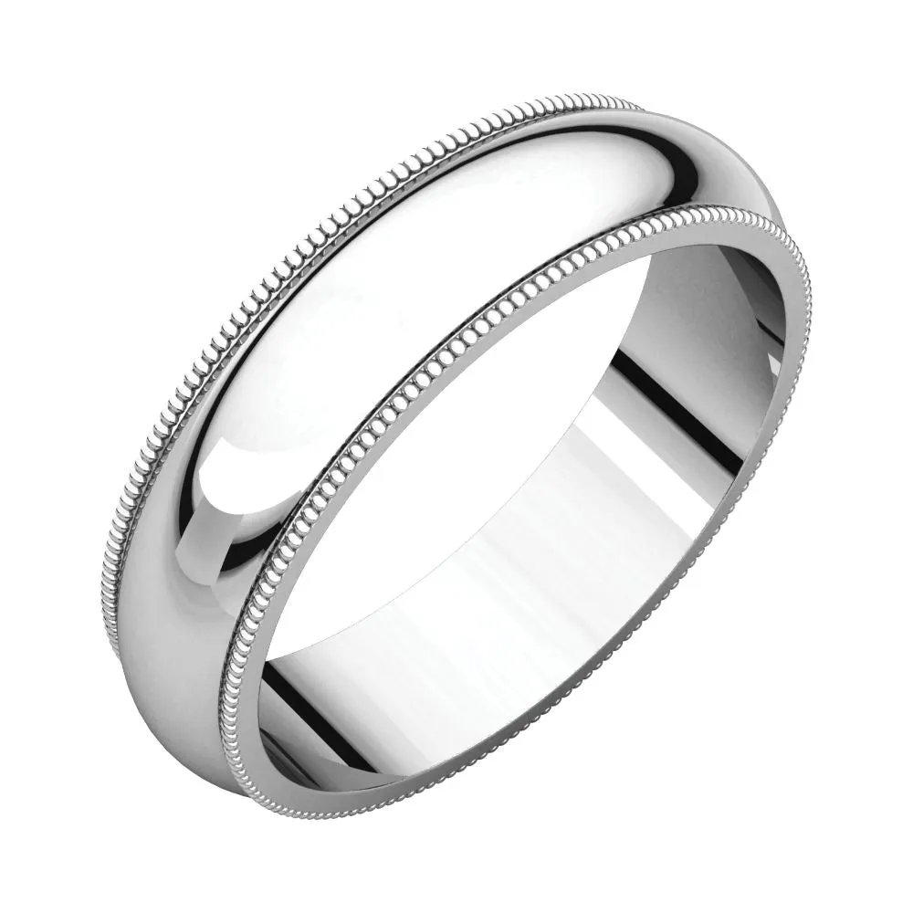 Platinum 5mm Milgrain Comfort Fit Band, Size 8.5