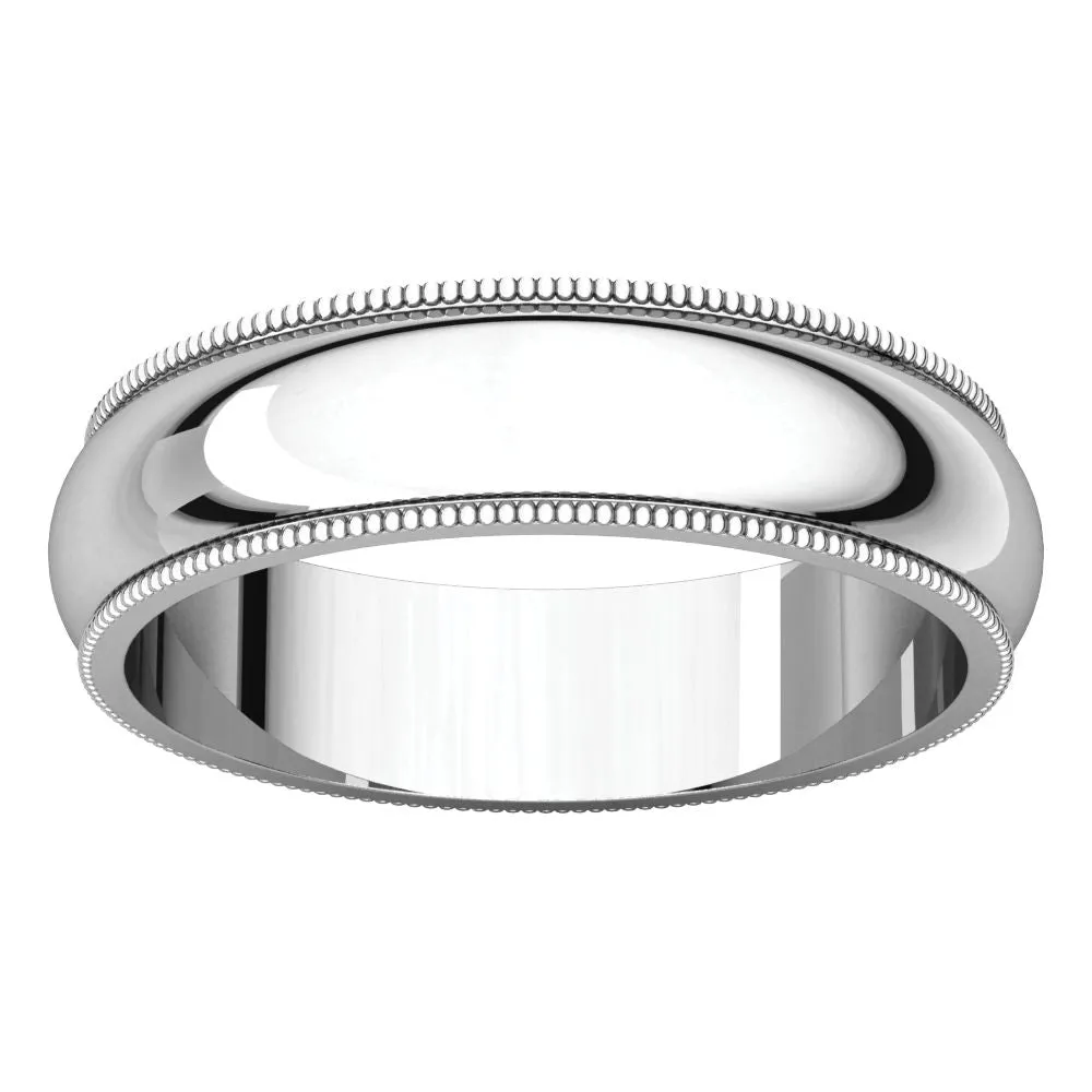 Platinum 5mm Milgrain Comfort Fit Band, Size 8.5