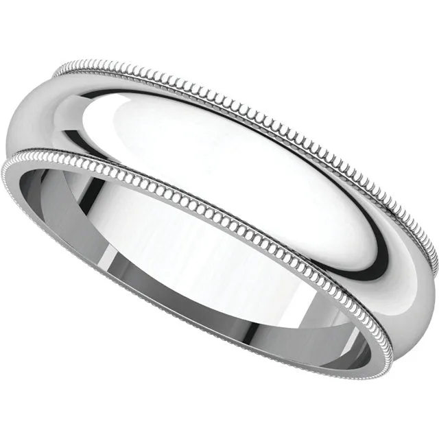 Platinum 5mm Milgrain Comfort Fit Band, Size 8.5