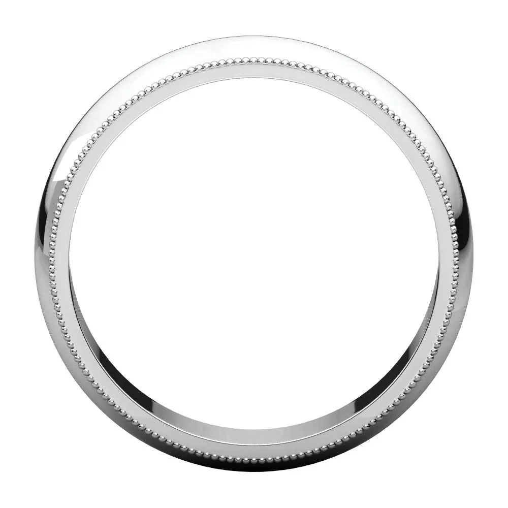 Platinum 5mm Milgrain Comfort Fit Band, Size 8.5