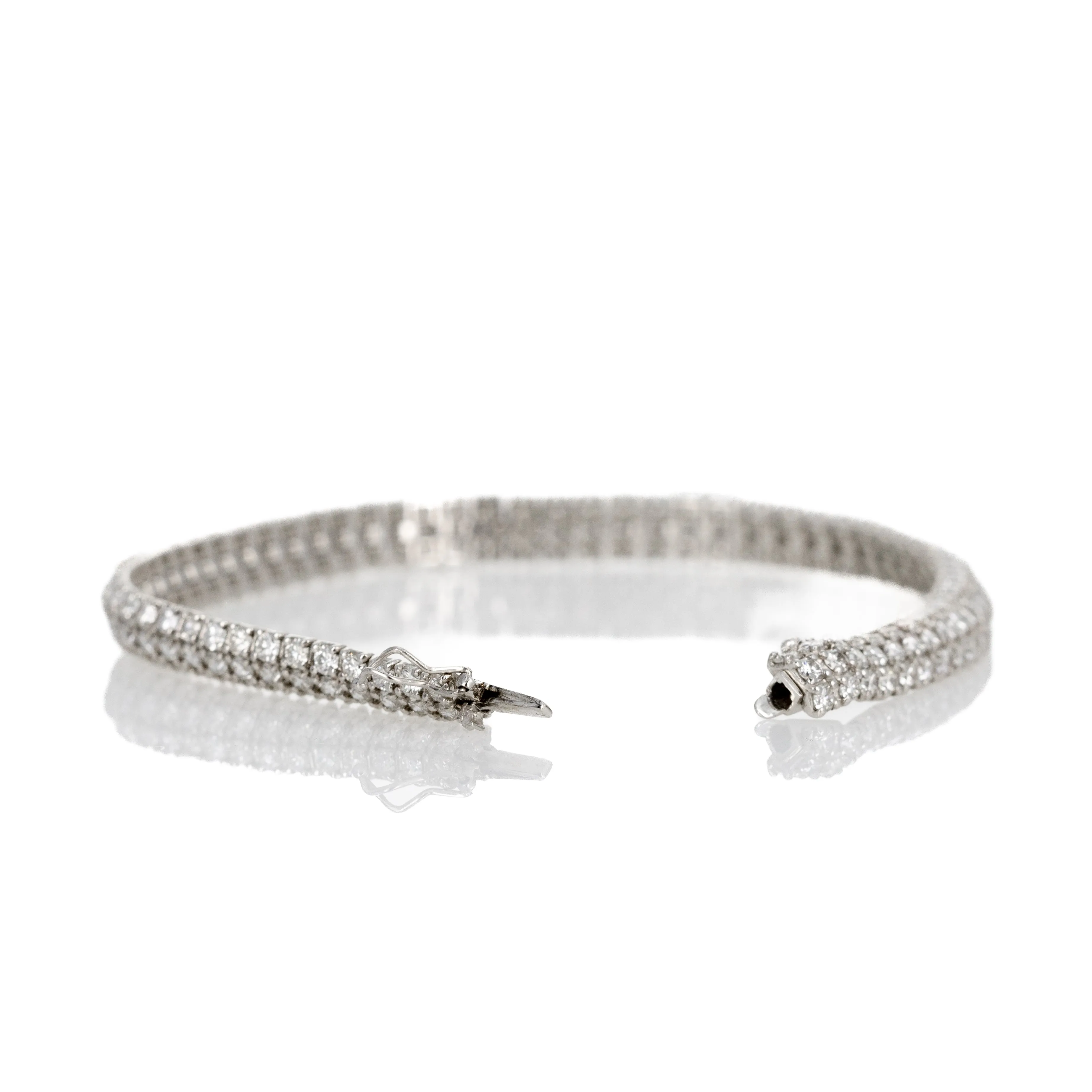 Platinum 6 Carat Round Diamond Pave Bracelet