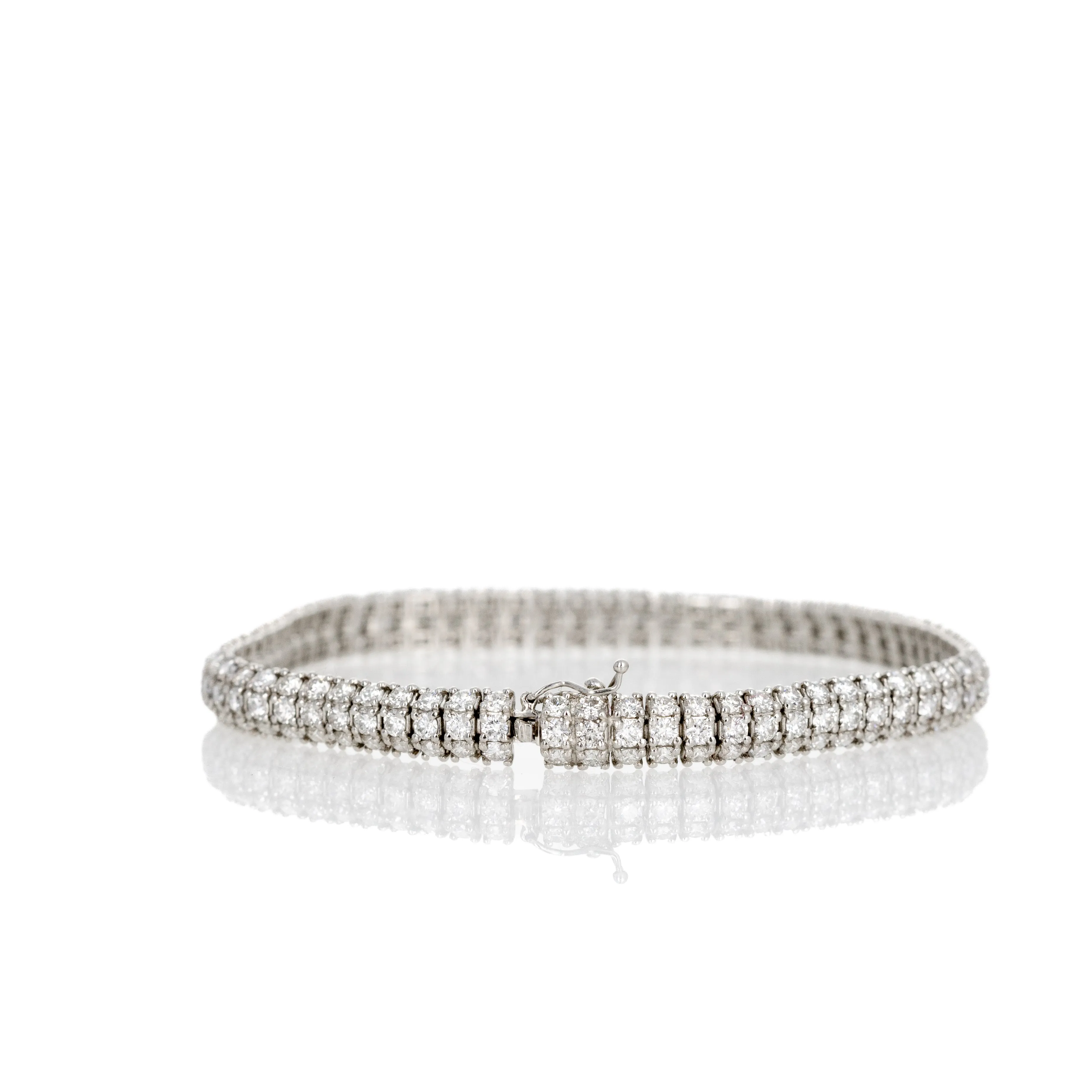 Platinum 6 Carat Round Diamond Pave Bracelet