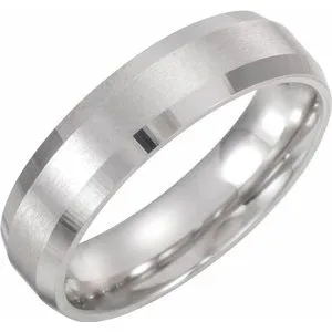Platinum 6 mm Beveled2Edge Band with Satin Finish Size 9.5
