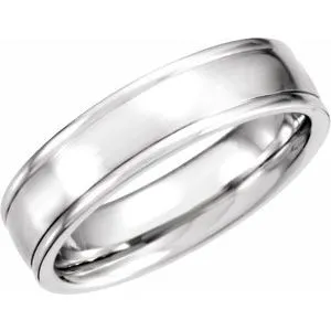 Platinum 6 mm Grooved Band with Satin Finish Size 8.5