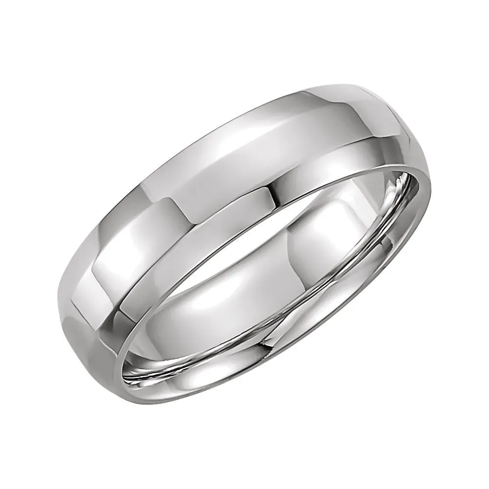 Platinum 6mm Comfort Fit Beveled Edge Band Size 8
