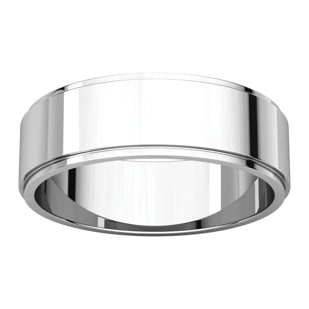 Platinum 6mm Flat Edge Band, Size 10.5