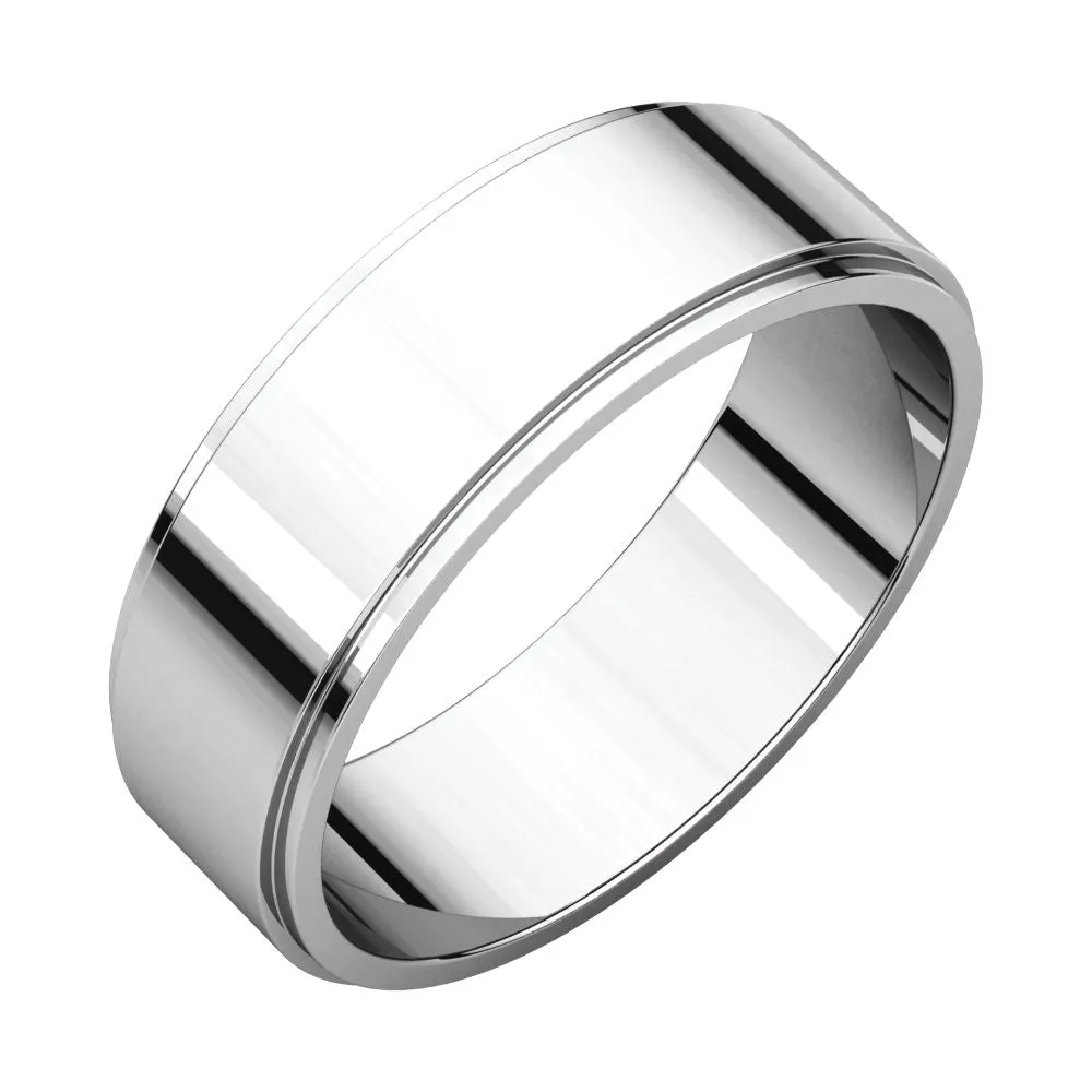 Platinum 6mm Flat Edge Band, Size 10.5