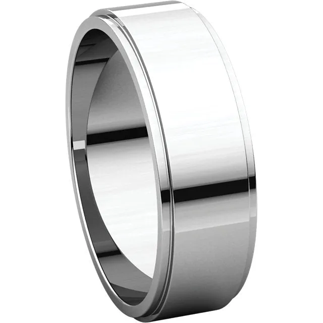 Platinum 6mm Flat Edge Band, Size 10.5