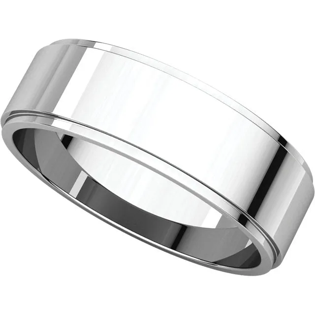 Platinum 6mm Flat Edge Band, Size 10.5