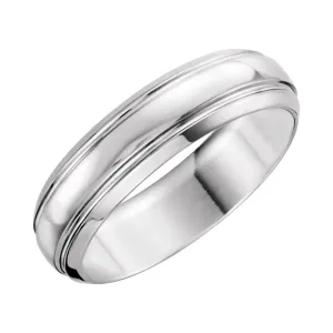Platinum 6mm Grooved Band Size 11