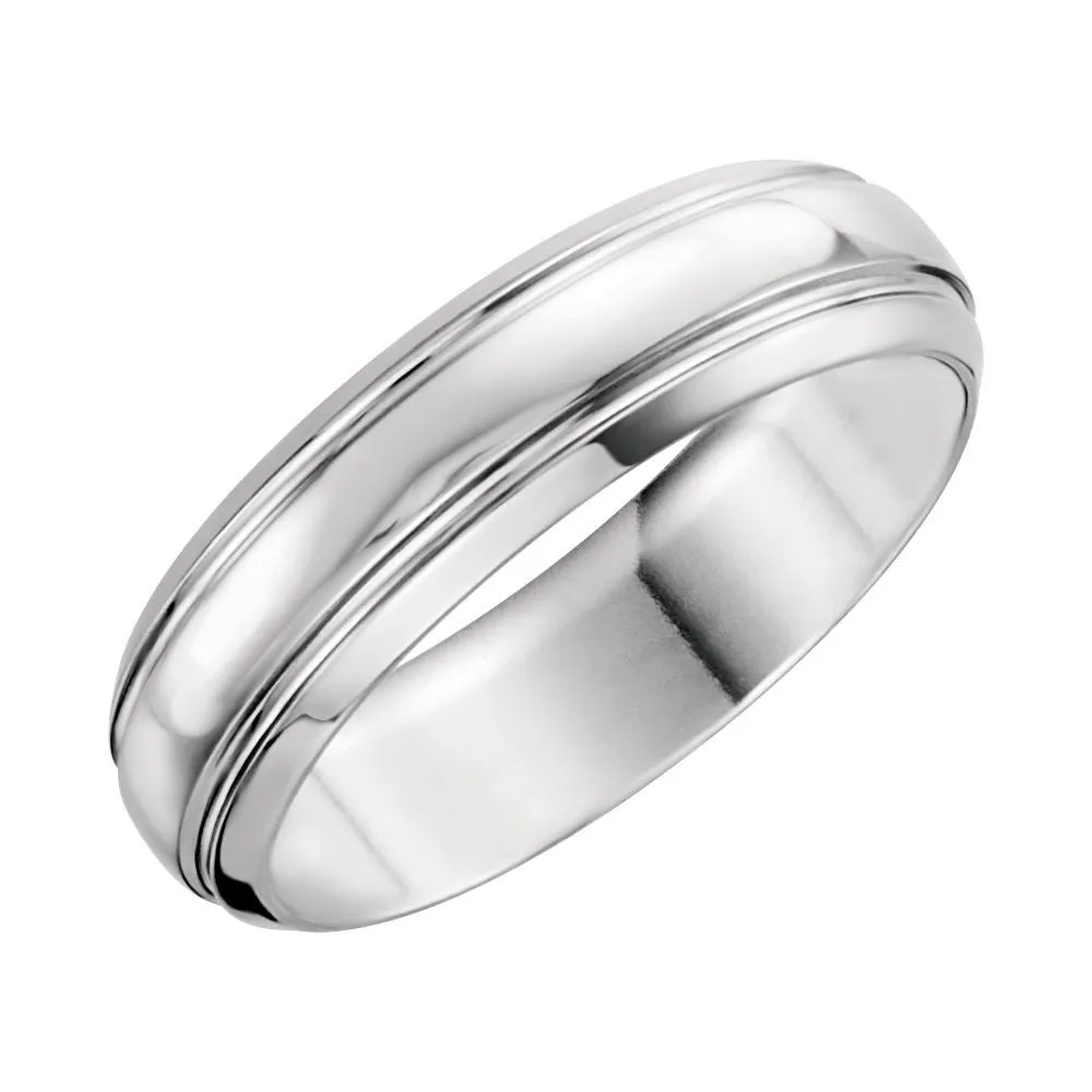 Platinum 6mm Grooved Band Size 11