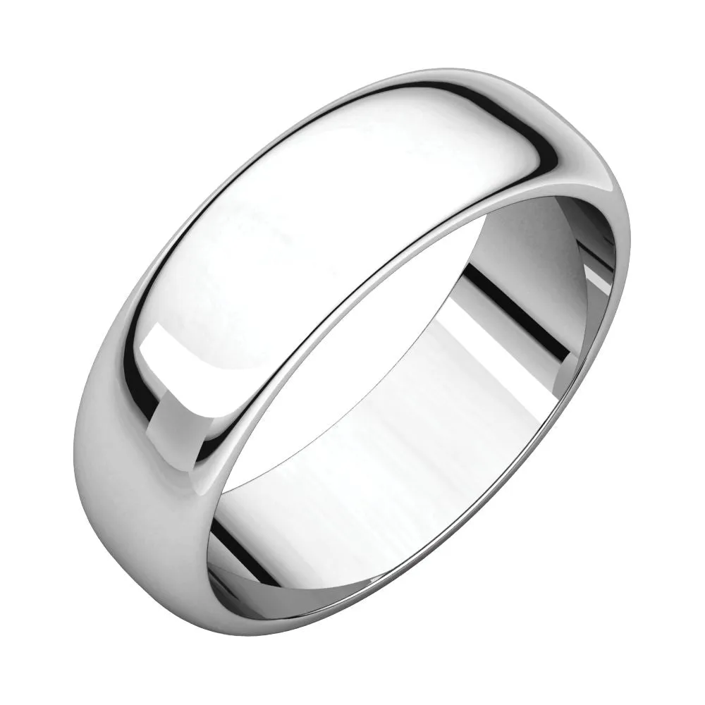 Platinum 6mm Half Round Band, Size 10.5