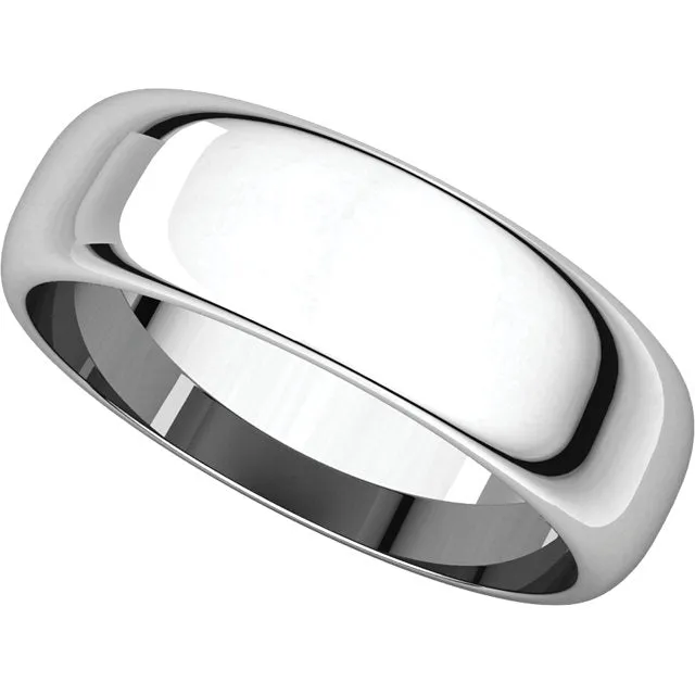 Platinum 6mm Half Round Band, Size 10.5