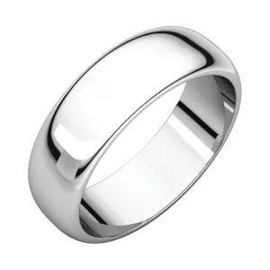 Platinum 6mm Half Round Band, Size 10.5