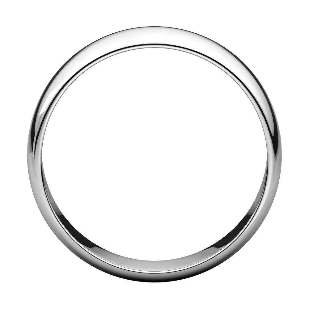 Platinum 6mm Half Round Light Band, Size 8