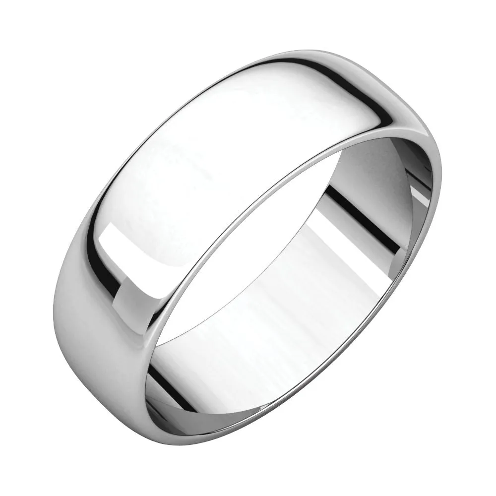 Platinum 6mm Half Round Light Band, Size 8
