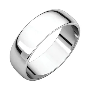 Platinum 6mm Half Round Light Band, Size 8