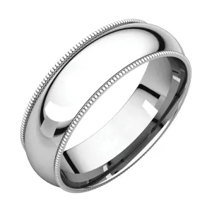 Platinum 6mm Milgrain Comfort Fit Band, Size 8.5