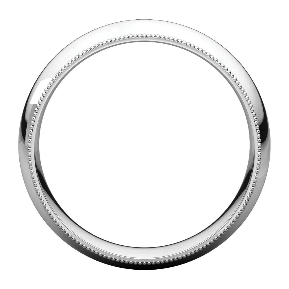 Platinum 6mm Milgrain Comfort Fit Band, Size 8.5