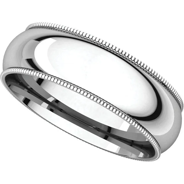 Platinum 6mm Milgrain Comfort Fit Band, Size 8.5