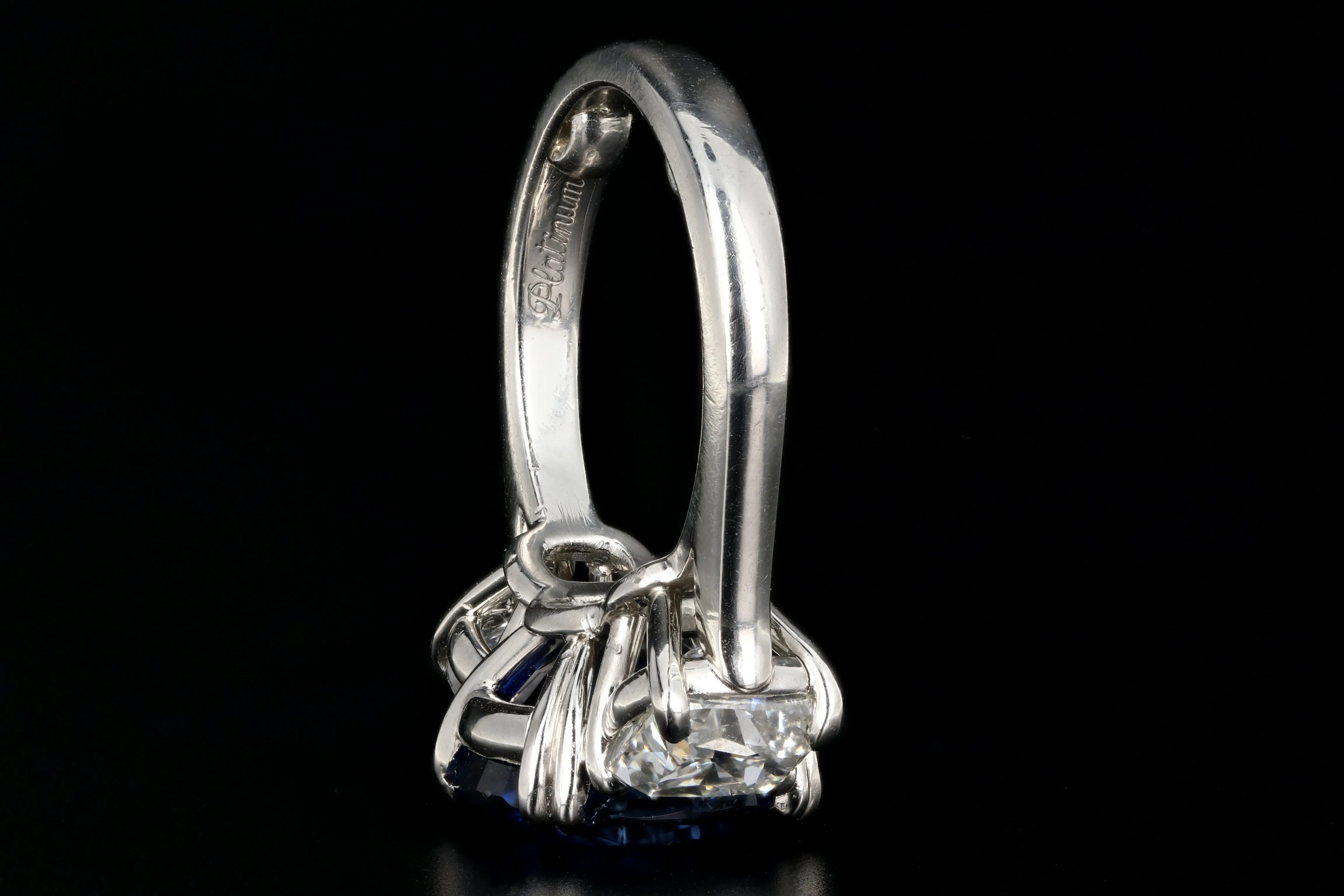 Platinum 7.2ct Madagascar Sapphire Flanked By Two 1.4ct G VS2 Diamonds