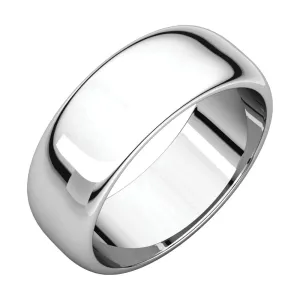 Platinum 7mm Half Round Band, Size 7.5