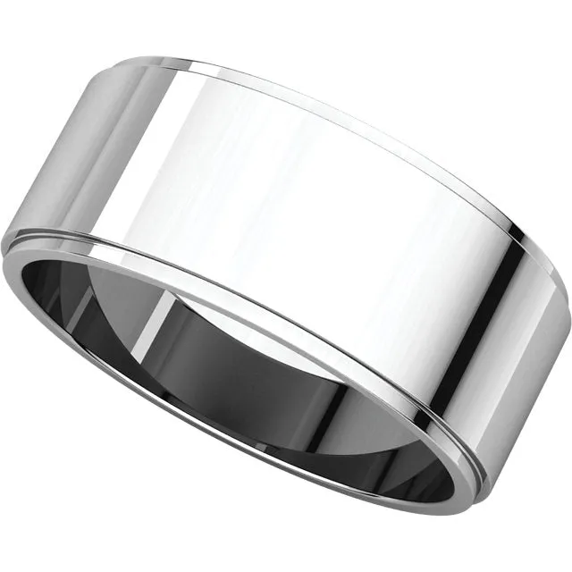 Platinum 8mm Flat Edge Band, Size 8