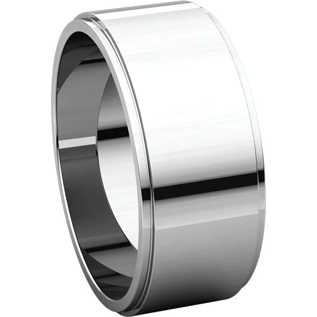 Platinum 8mm Flat Edge Band, Size 8