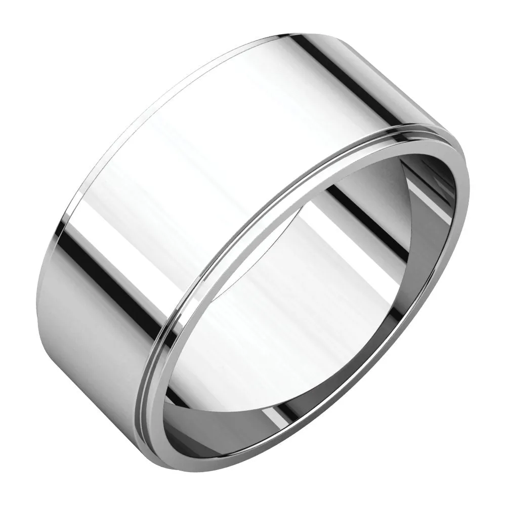 Platinum 8mm Flat Edge Band, Size 8
