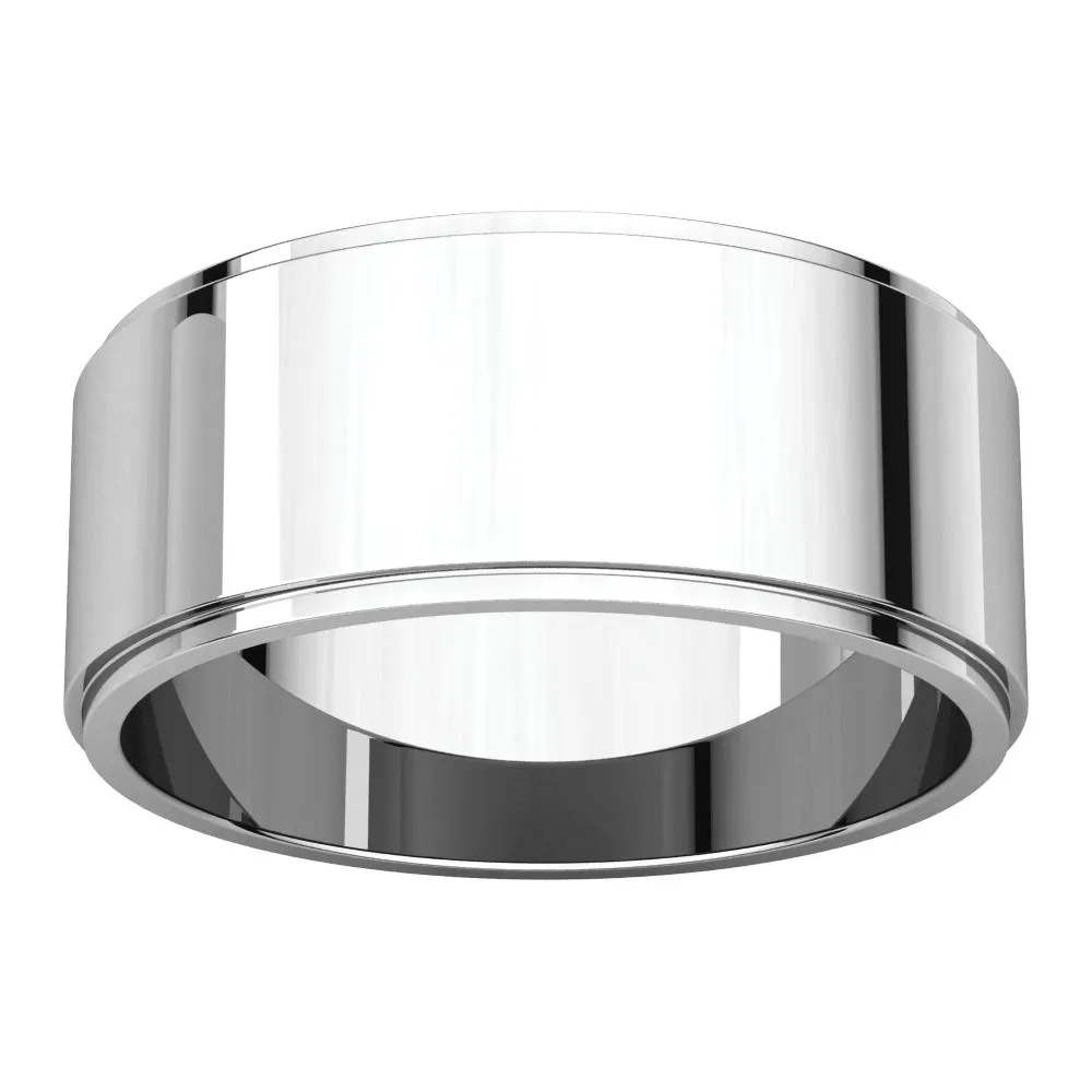 Platinum 8mm Flat Edge Band, Size 8