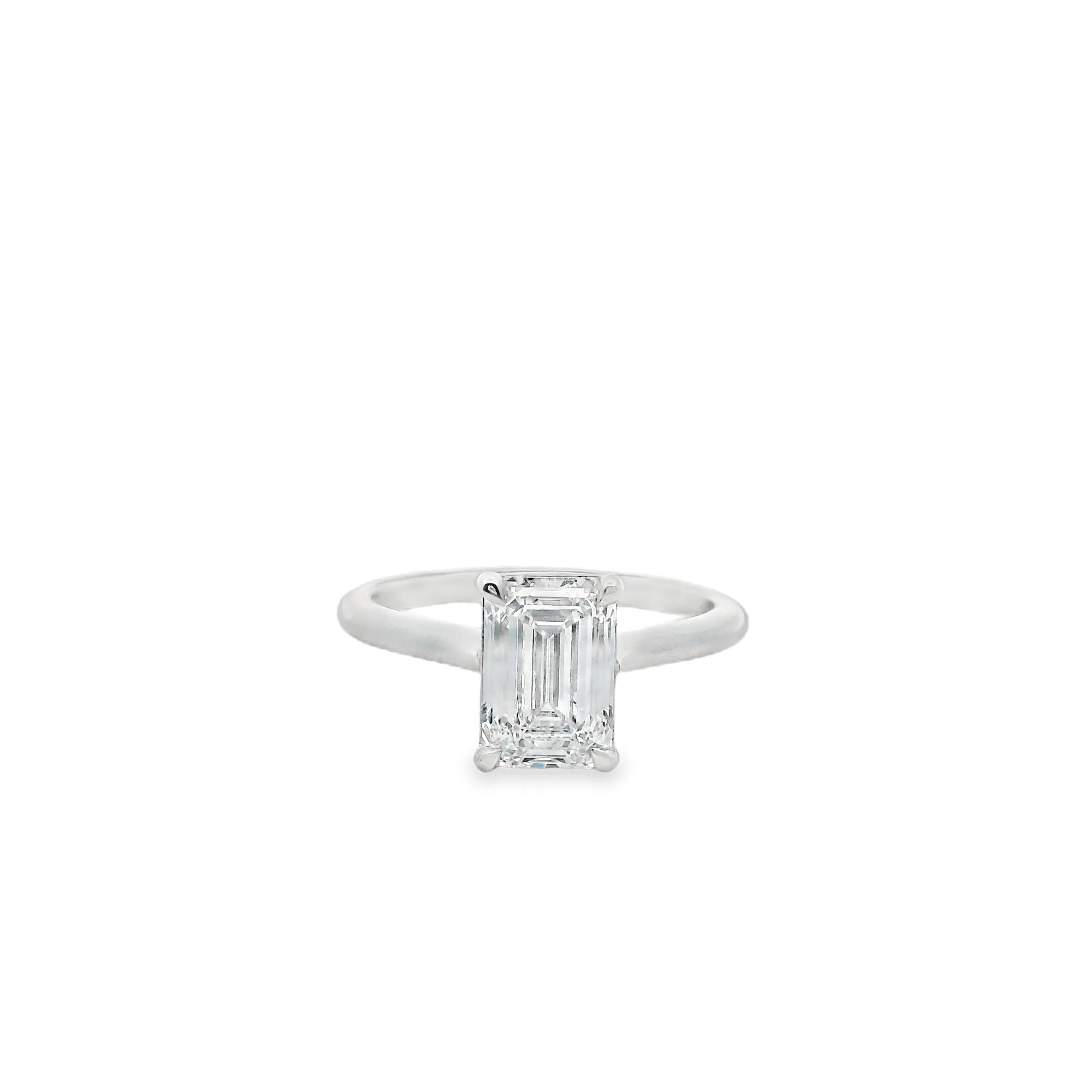 Platinum Emerald Cut Lab Grown Diamond Solitaire Ring with Eagle Claw Set 2.05ct