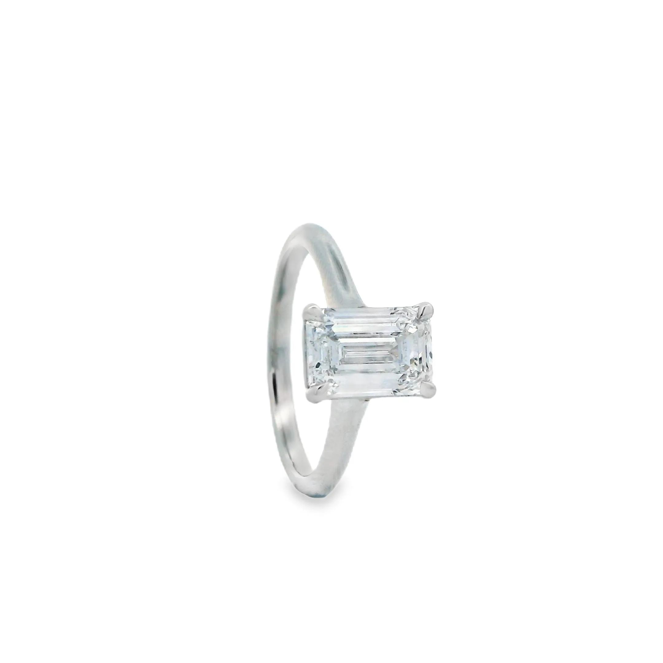 Platinum Emerald Cut Lab Grown Diamond Solitaire Ring with Eagle Claw Set 2.05ct