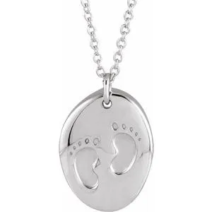 Platinum Engravable Tiny Footprint 18" Necklace