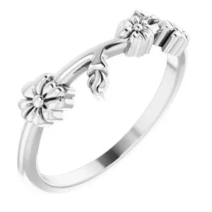 Platinum Floral Stackable Ring