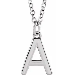 Platinum Initial A Dangle 18" Necklace