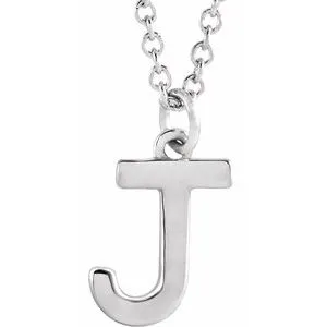 Platinum Initial J Dangle 18" Necklace