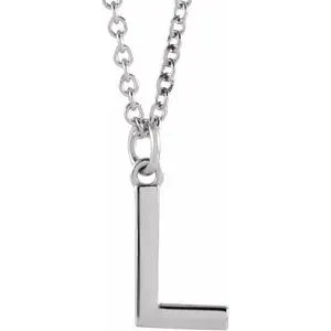Platinum Initial L Dangle 18" Necklace