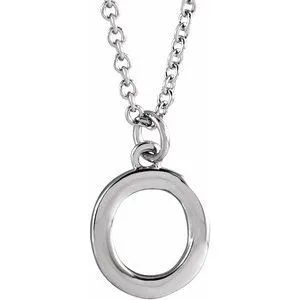Platinum Initial O Dangle 16" Necklace