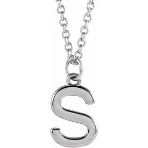 Platinum Initial S Dangle 16" Necklace