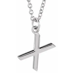 Platinum Initial X Dangle 18" Necklace